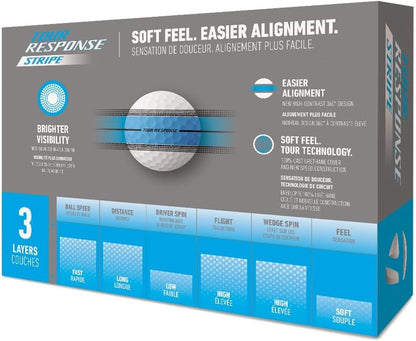 Tour Response Golf Balls, Enhanced 360° ClearPath Alignment, Speed Wrapped Core for Distance and Feel, Pack of 12