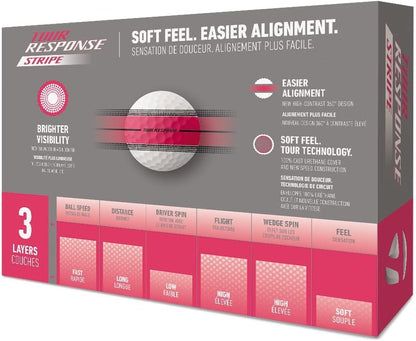 Tour Response Golf Balls, Enhanced 360° ClearPath Alignment, Speed Wrapped Core for Distance and Feel, Pack of 12