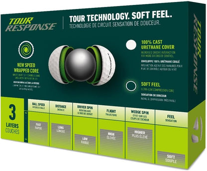 Tour Response Golf Balls, Enhanced 360° ClearPath Alignment, Speed Wrapped Core for Distance and Feel, Pack of 12