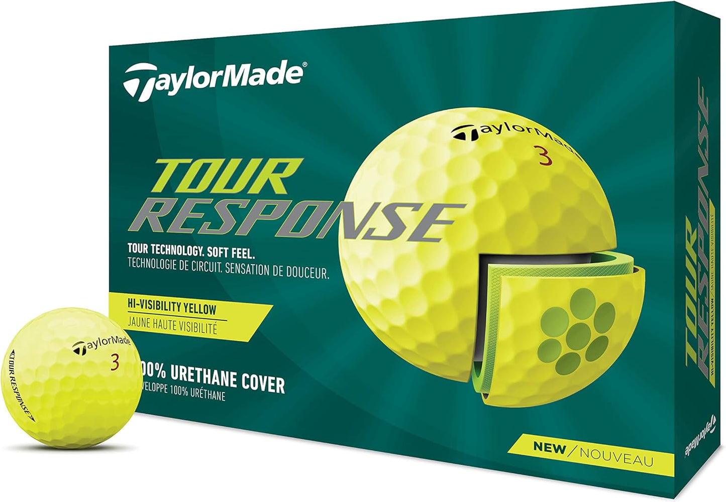 Tour Response Golf Balls, Enhanced 360° ClearPath Alignment, Speed Wrapped Core for Distance and Feel, Pack of 12