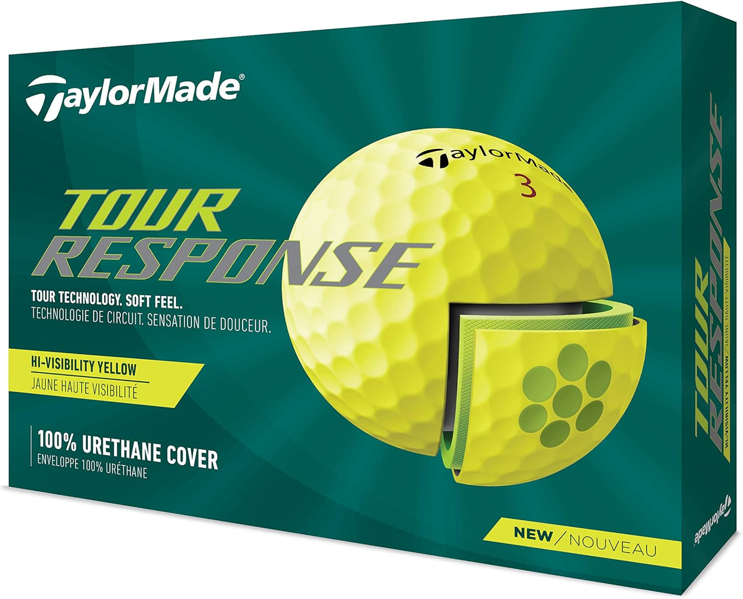 Tour Response Golf Balls, Enhanced 360° ClearPath Alignment, Speed Wrapped Core for Distance and Feel, Pack of 12