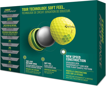 Tour Response Golf Balls, Enhanced 360° ClearPath Alignment, Speed Wrapped Core for Distance and Feel, Pack of 12