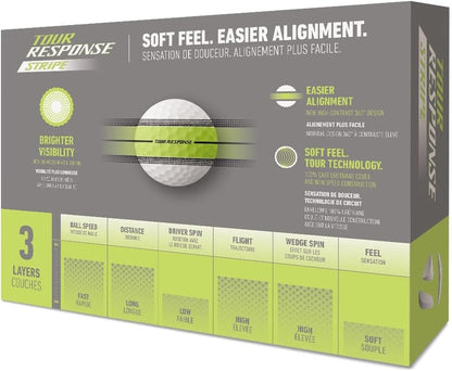 Tour Response Golf Balls, Enhanced 360° ClearPath Alignment, Speed Wrapped Core for Distance and Feel, Pack of 12