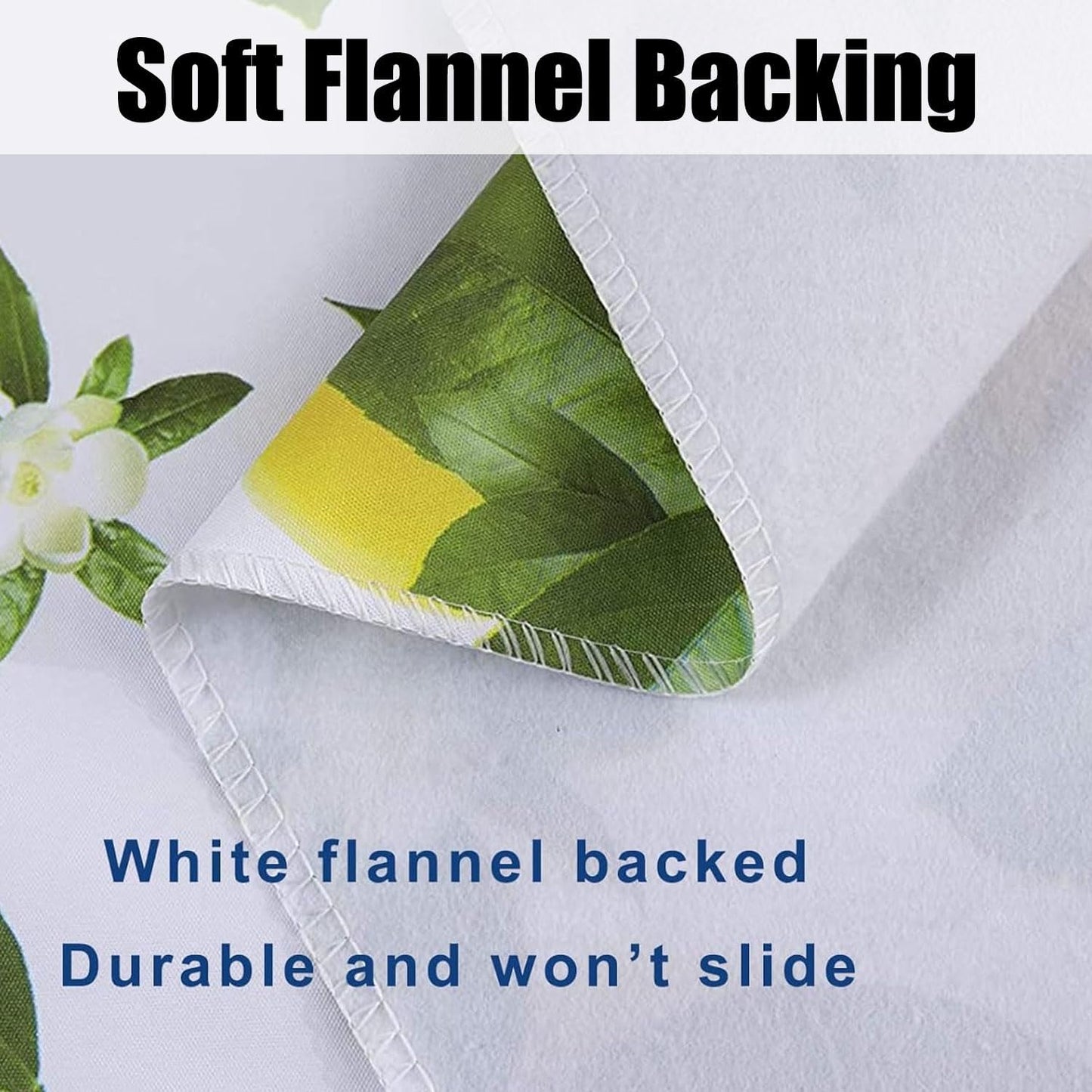 LIBERECOO Vinyl Tablecloth with Flannel Backing, 60 x 102 Lemon Stain-Resistant Rectangle PVC Flannel Backed Table Cover Waterproof Wipeable for Indoor and Outdoor