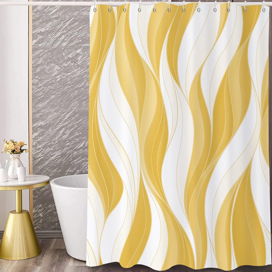 Yellow Shower Curtain, Modern Abstract Yellow Minimalist Art Bathroom Curtain Waterproof Fabric Machine Washable with Hooks, 48" Wx72 L