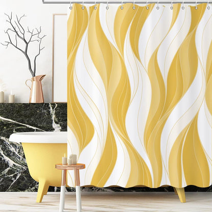 Yellow Shower Curtain, Modern Abstract Yellow Minimalist Art Bathroom Curtain Waterproof Fabric Machine Washable with Hooks, 48" Wx72 L
