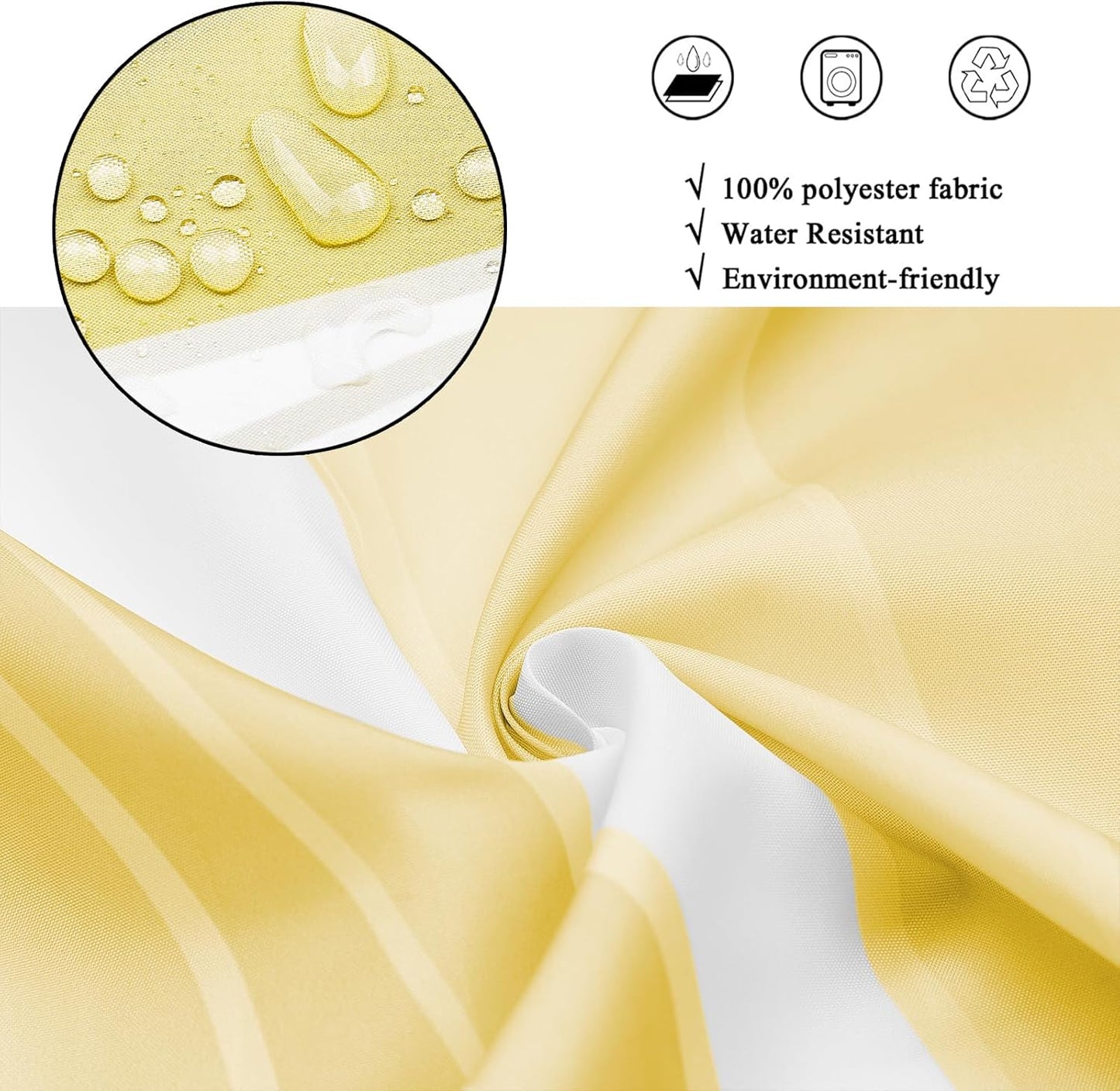 Yellow Shower Curtain, Modern Abstract Yellow Minimalist Art Bathroom Curtain Waterproof Fabric Machine Washable with Hooks, 48" Wx72 L