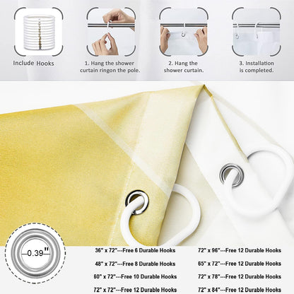 Yellow Shower Curtain, Modern Abstract Yellow Minimalist Art Bathroom Curtain Waterproof Fabric Machine Washable with Hooks, 48" Wx72 L