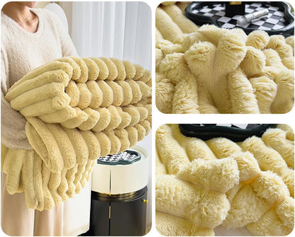 Fluffy Fuzzy Faux Fur Throw Blanket, Plush Fleece Throw Blanket for Couch, Flannel Milk Velvet Cover Blankets (39x59in/100x150cm,Yellow)