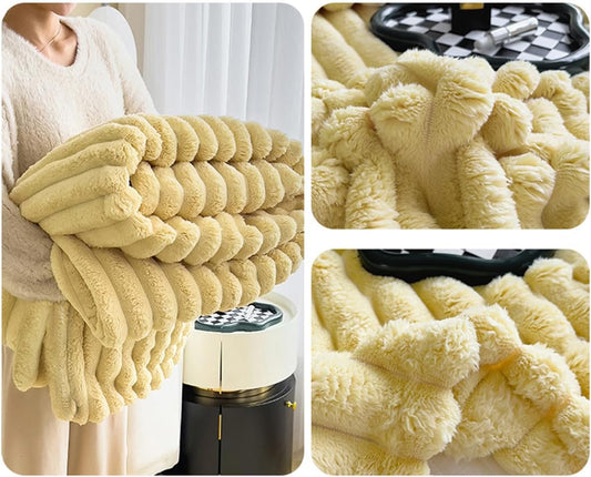 Fluffy Fuzzy Faux Fur Throw Blanket, Plush Fleece Throw Blanket for Couch, Flannel Milk Velvet Cover Blankets (39x59in/100x150cm,Yellow)