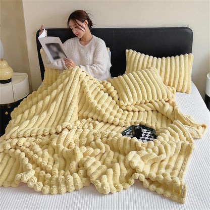 Fluffy Fuzzy Faux Fur Throw Blanket, Plush Fleece Throw Blanket for Couch, Flannel Milk Velvet Cover Blankets (39x59in/100x150cm,Yellow)