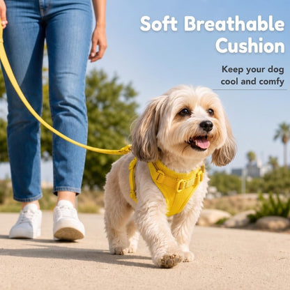 No Pull Dog Harness with 3 Leash Clips, Adjustable Vest, Easy Overhead Fit, No Choke Pet Vest, Soft Padding Chest Panel Gentle Leader for Dog Harness for Medium Dogs Yellow