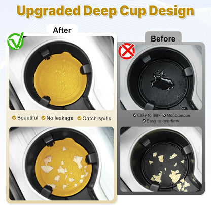 Car Cup Holder Coaster, Silicone Cup Holder Insert, Universal Non-Slip Cup Holders, Car Accessories Interior for Women and Man 4 Pack Yellow