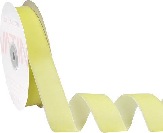 Lt.Yellow Velvet Ribbon 1 Inch x 25 Yards for Gift Wrapping | Perfect for Gift Wrapping, Wedding Decoration, Floral Bouquet, Hair Bow, DIY Craft,Christmas ribbon