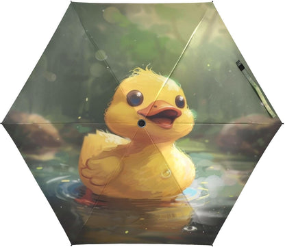 Little Yellow Duck Mini Umbrella Travel Compact, Folding, Light, Small Umbrella for Bag Purse Backpack Car, Uv Protection Windproof Umbrellas for Rain Sun