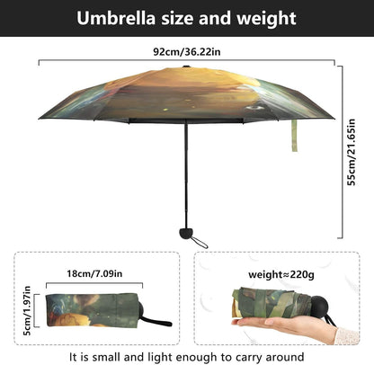 Little Yellow Duck Mini Umbrella Travel Compact, Folding, Light, Small Umbrella for Bag Purse Backpack Car, Uv Protection Windproof Umbrellas for Rain Sun