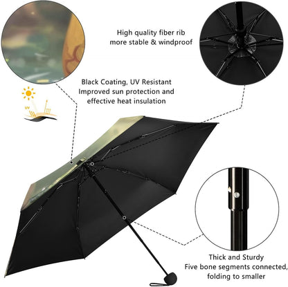 Little Yellow Duck Mini Umbrella Travel Compact, Folding, Light, Small Umbrella for Bag Purse Backpack Car, Uv Protection Windproof Umbrellas for Rain Sun