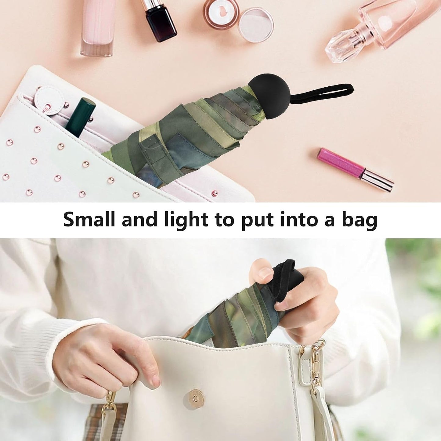Little Yellow Duck Mini Umbrella Travel Compact, Folding, Light, Small Umbrella for Bag Purse Backpack Car, Uv Protection Windproof Umbrellas for Rain Sun