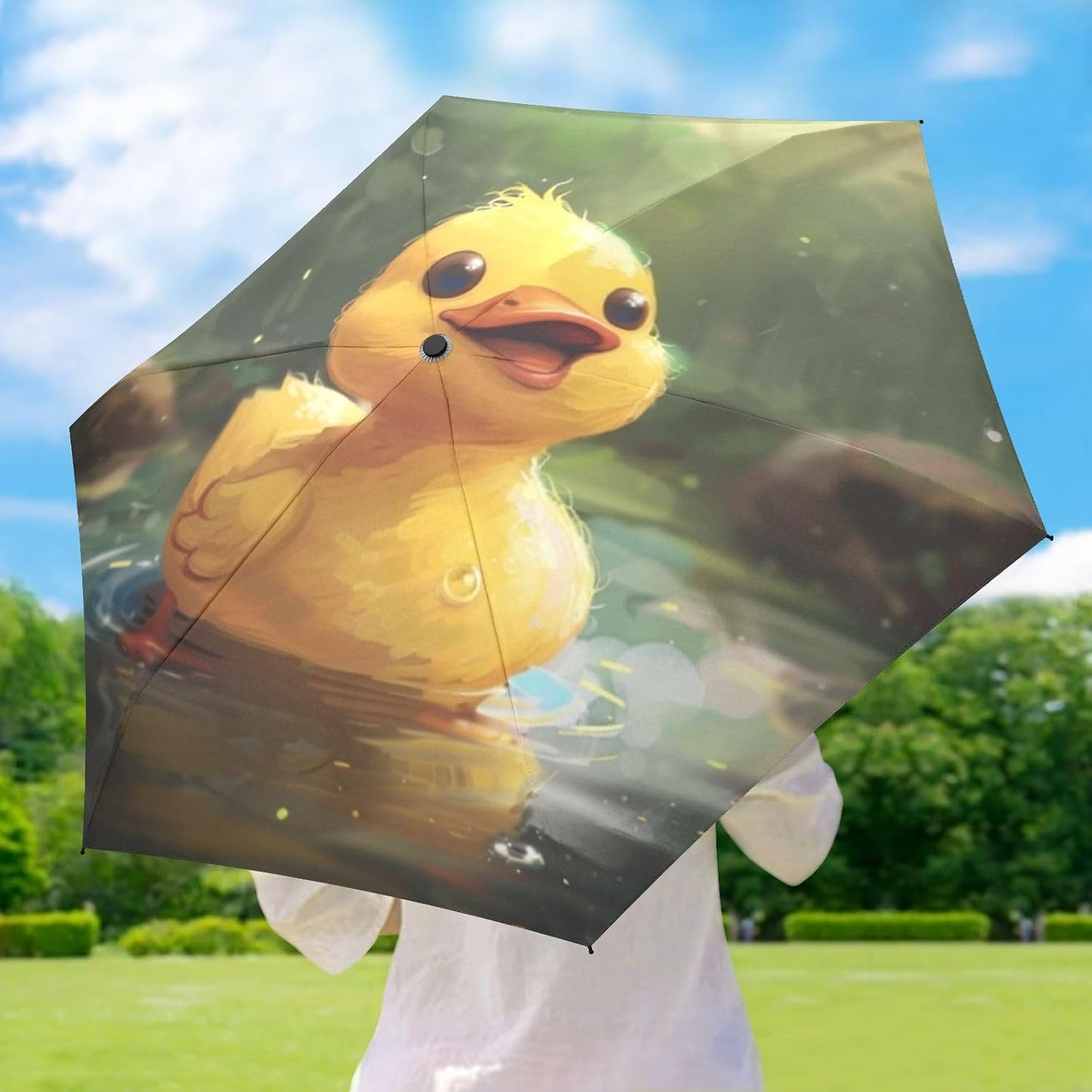 Little Yellow Duck Mini Umbrella Travel Compact, Folding, Light, Small Umbrella for Bag Purse Backpack Car, Uv Protection Windproof Umbrellas for Rain Sun