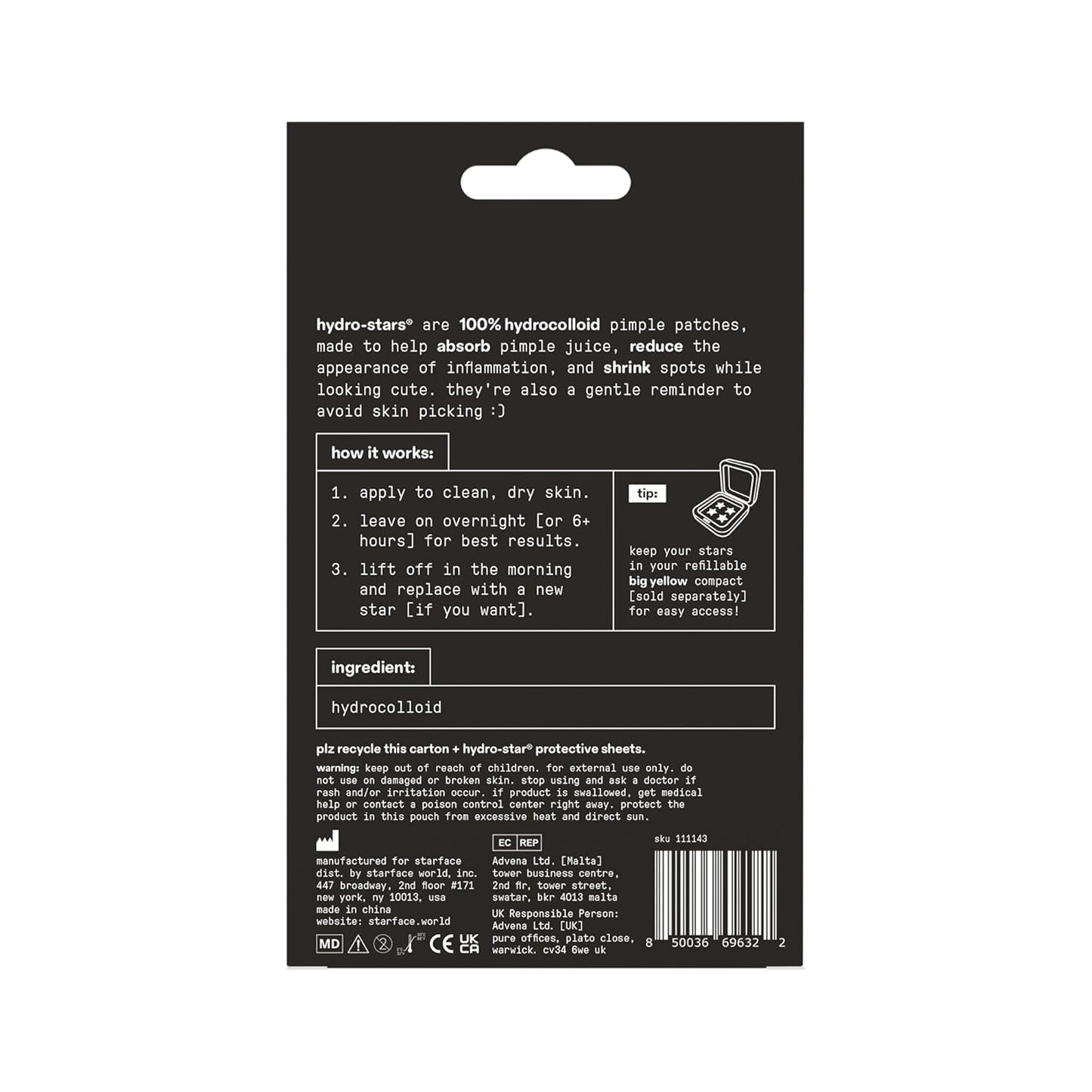 Starface Hydro-Star® Yellow Hydrocolloid Pimple Patch Refill, 36 ct | Dermatologist Tested • Covers and Protects Visible Spots • Absorbs Pimple Gunk