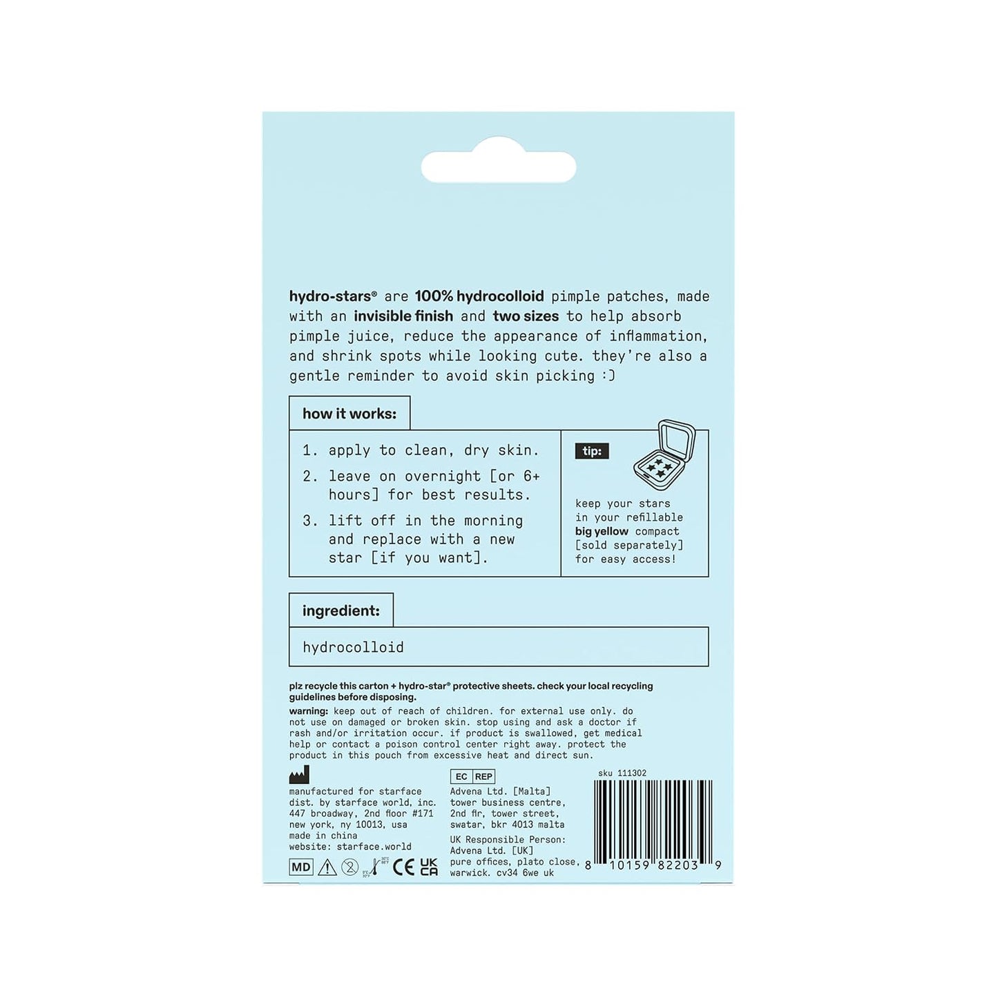 Starface Hydro-Star® Yellow Hydrocolloid Pimple Patch Refill, 36 ct | Dermatologist Tested • Covers and Protects Visible Spots • Absorbs Pimple Gunk