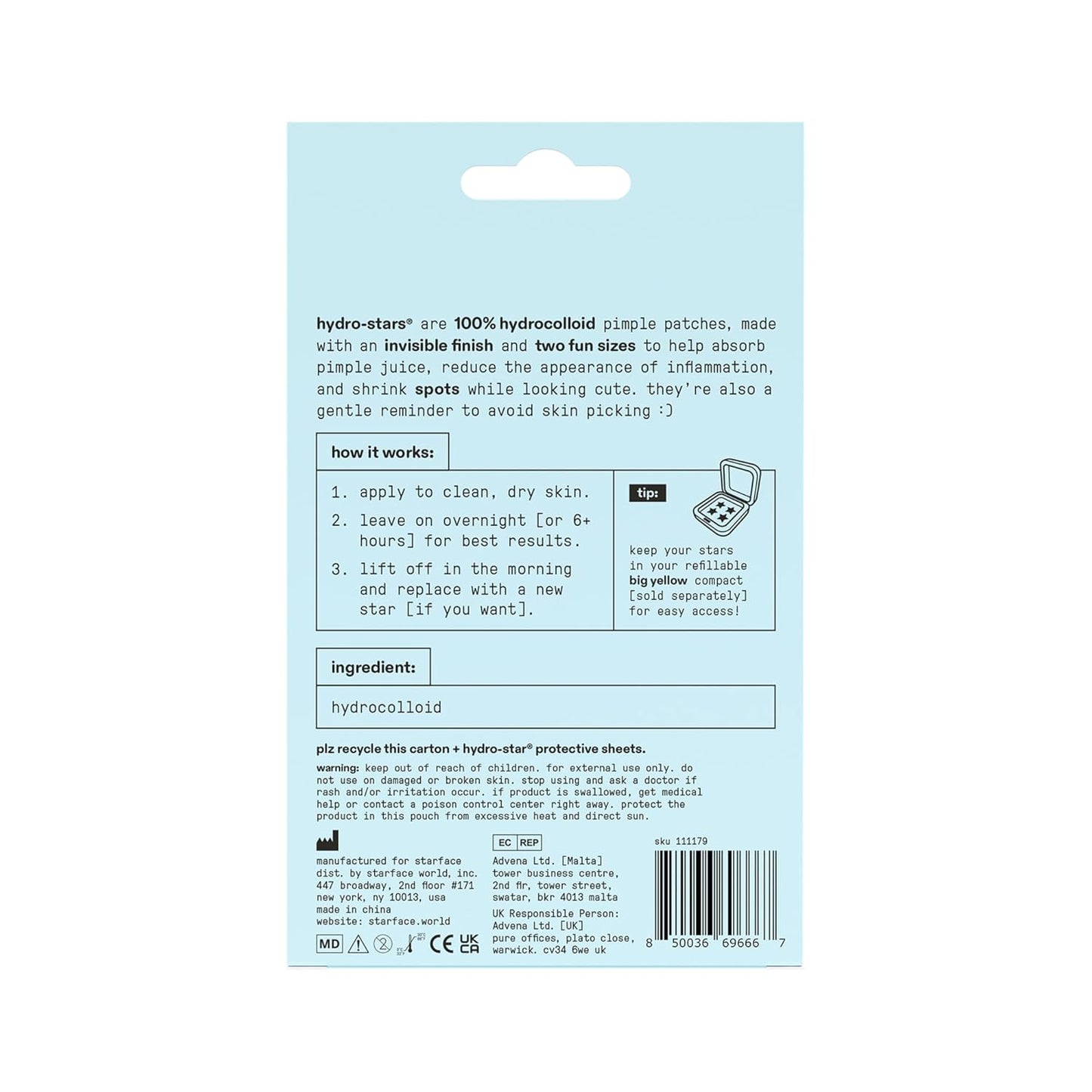 Starface Hydro-Star® Yellow Hydrocolloid Pimple Patch Refill, 36 ct | Dermatologist Tested • Covers and Protects Visible Spots • Absorbs Pimple Gunk