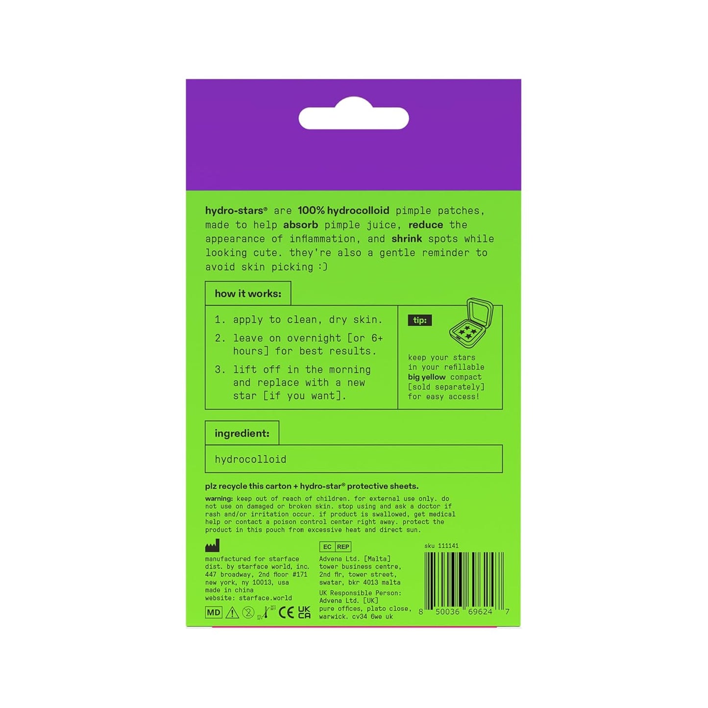 Starface Hydro-Star® Yellow Hydrocolloid Pimple Patch Refill, 36 ct | Dermatologist Tested • Covers and Protects Visible Spots • Absorbs Pimple Gunk