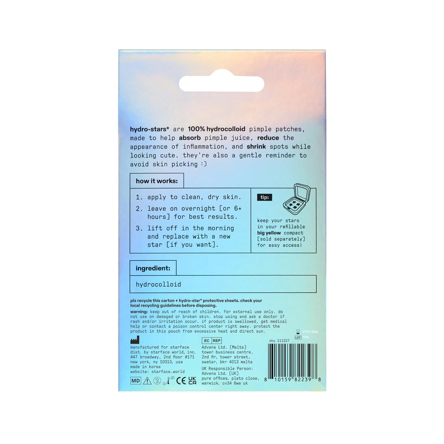 Starface Hydro-Star® Yellow Hydrocolloid Pimple Patch Refill, 36 ct | Dermatologist Tested • Covers and Protects Visible Spots • Absorbs Pimple Gunk