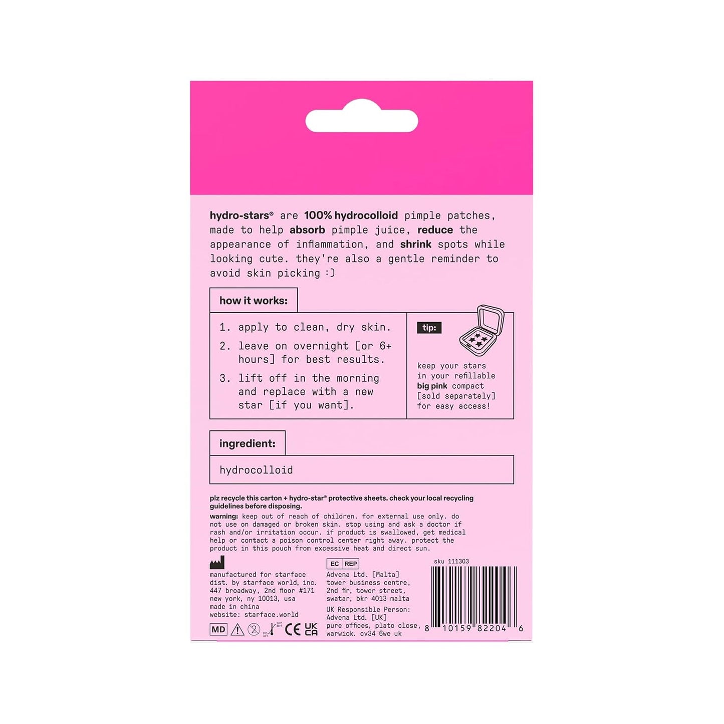 Starface Hydro-Star® Yellow Hydrocolloid Pimple Patch Refill, 36 ct | Dermatologist Tested • Covers and Protects Visible Spots • Absorbs Pimple Gunk