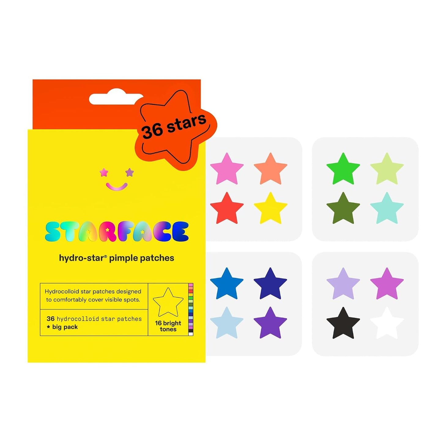 Starface Hydro-Star® Yellow Hydrocolloid Pimple Patch Refill, 36 ct | Dermatologist Tested • Covers and Protects Visible Spots • Absorbs Pimple Gunk