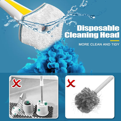 Disposable Toilet Brush with 40PCS Wand Cleaner Refills, Wall Mounted Toilet Bowl Brush Holder Set, Bathroom Cleaning System for Sink Bathtub Wash Basin (Yellow)