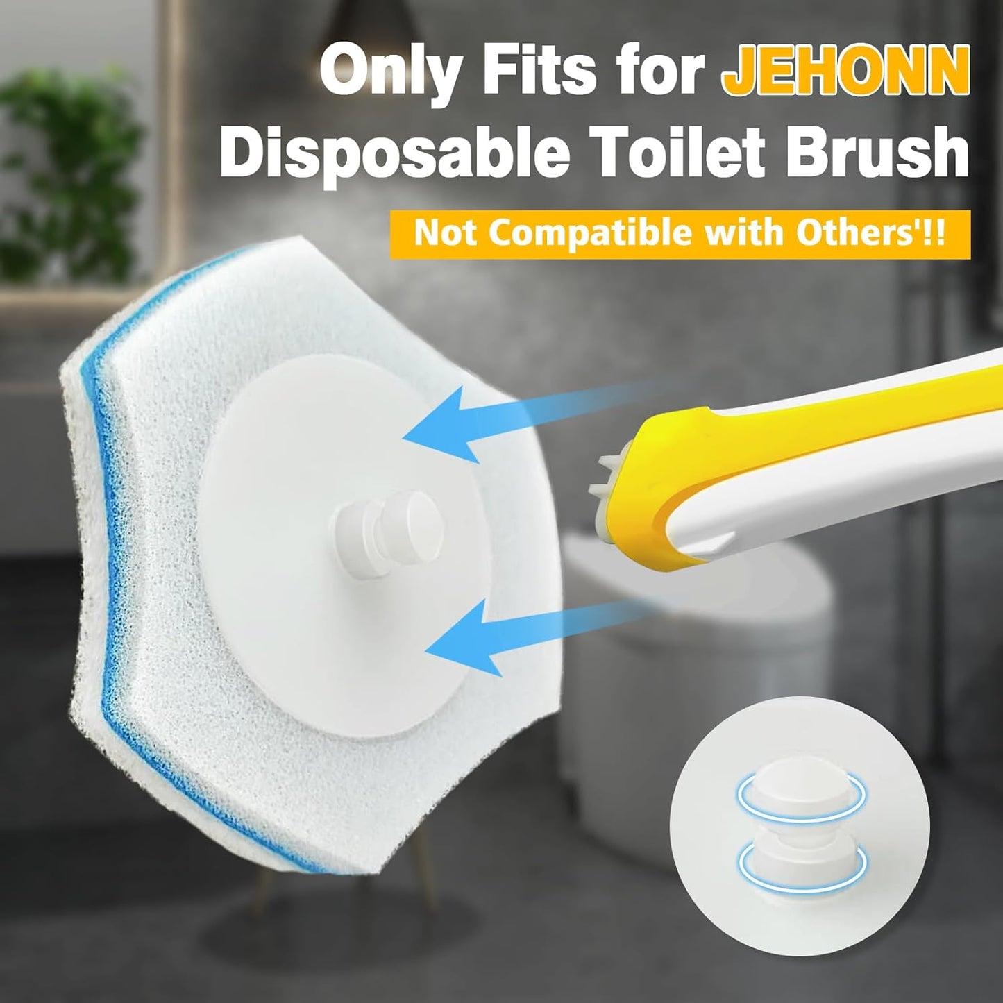 Disposable Toilet Brush with 40PCS Wand Cleaner Refills, Wall Mounted Toilet Bowl Brush Holder Set, Bathroom Cleaning System for Sink Bathtub Wash Basin (Yellow)