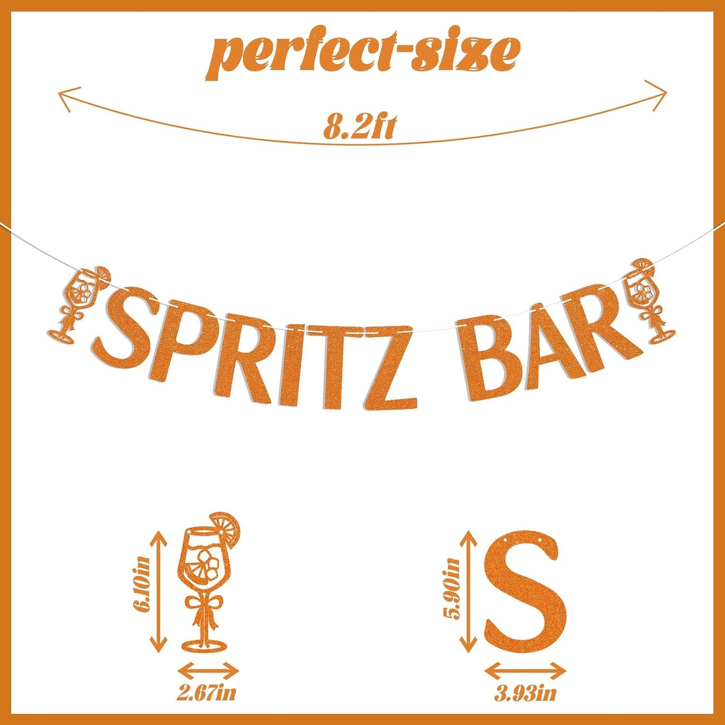 Spritz Bar Banner - Spritz O’Clock Banner, Spritz Birthday Decor, Lemon Citrus Bridal Shower Bachelorette Wedding Party Decorations Orange Glitter