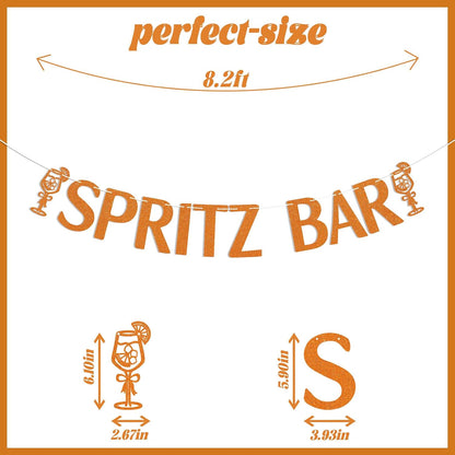 Spritz Bar Banner - Spritz O’Clock Banner, Spritz Birthday Decor, Lemon Citrus Bridal Shower Bachelorette Wedding Party Decorations Orange Glitter