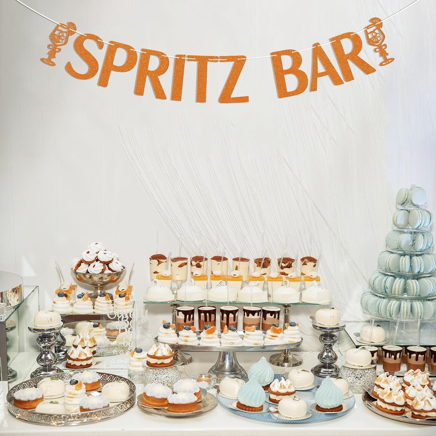 Spritz Bar Banner - Spritz O’Clock Banner, Spritz Birthday Decor, Lemon Citrus Bridal Shower Bachelorette Wedding Party Decorations Orange Glitter