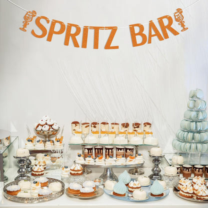 Spritz Bar Banner - Spritz O’Clock Banner, Spritz Birthday Decor, Lemon Citrus Bridal Shower Bachelorette Wedding Party Decorations Orange Glitter