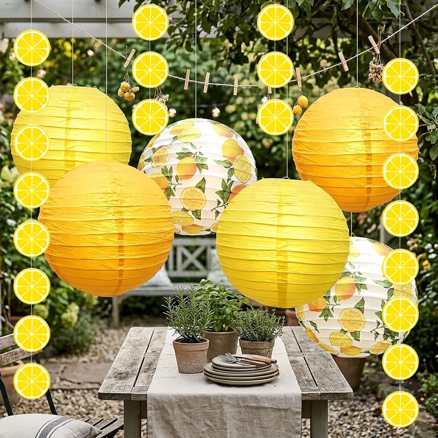 10Pcs Yellow Lemon Paper Lanterns Lemon Citrus Party Decorations | Amalfi Coast Hanging Lanterns Mediterranean Wall Decor Bridal Shower Supplies