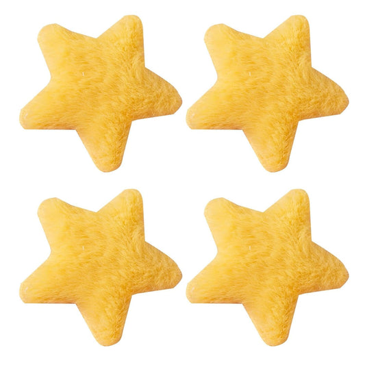 4Pcs Yellow Star Hairpins Solid Color Fluffy Fuzzy Soft Anti-slip Hair Decor Portable Sweet Style Pentagram Bangs Clips Hair Styling Clips Hair Accessories