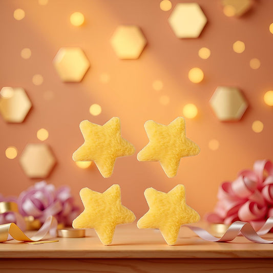 4Pcs Yellow Star Hairpins Solid Color Fluffy Fuzzy Soft Anti-slip Hair Decor Portable Sweet Style Pentagram Bangs Clips Hair Styling Clips Hair Accessories