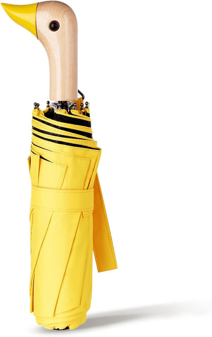 Duck Umbrella - Fun Duck Head Handle, Handy Folding Umbrella for Adults, Travel Ready with Black UV Coating