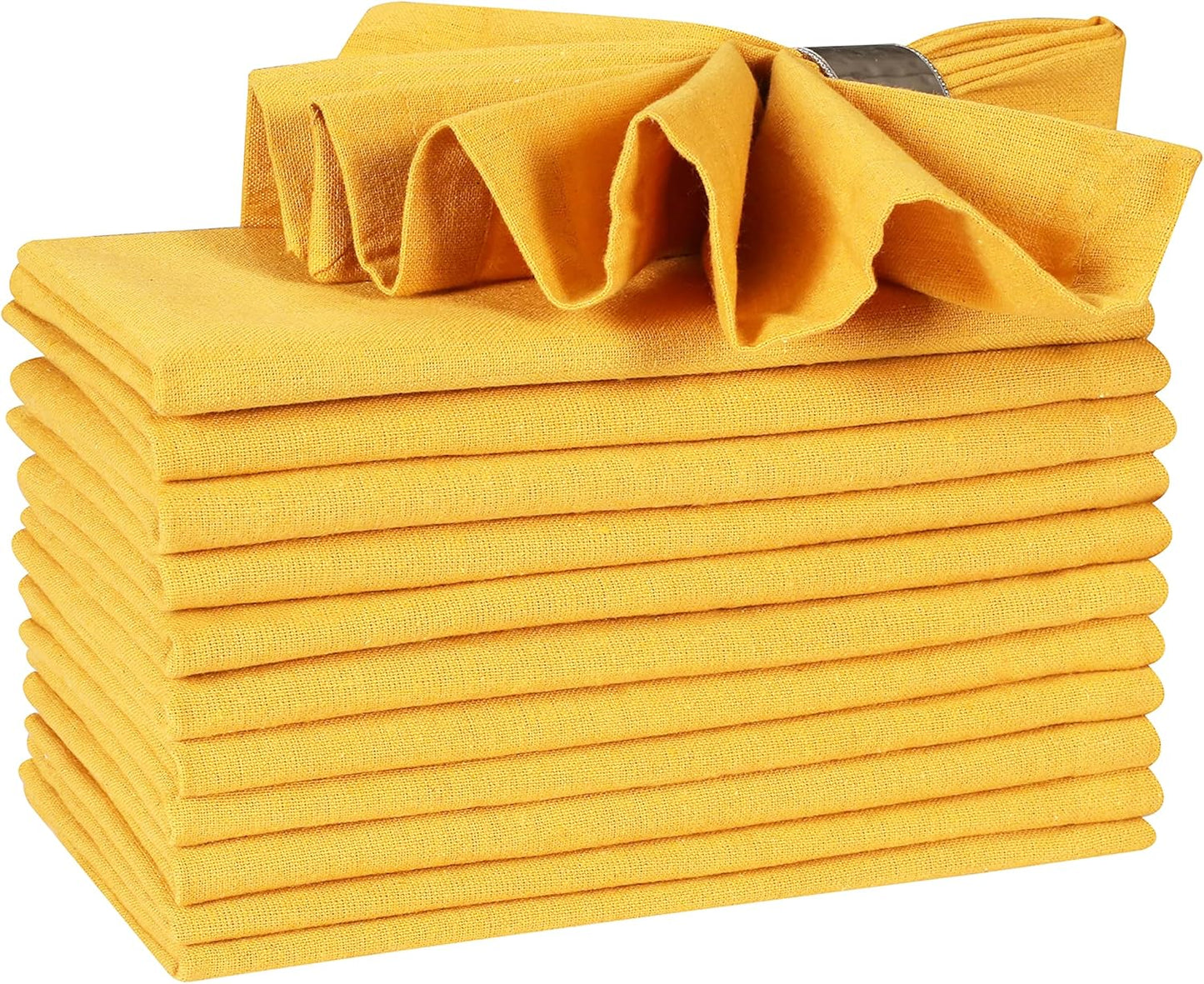 Reusable Napkins Cloth Washable 100% Cotton 18x18 Inch Dinner Napkins|Table Napkin for Home Banquet Wedding Outdoor Party|Set of 12 Cloth Napkin Mother's Day Party Decor |Mustard