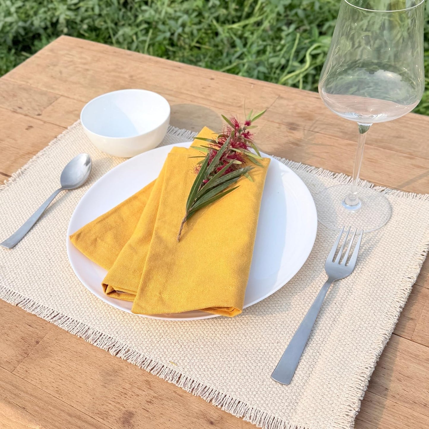 Reusable Napkins Cloth Washable 100% Cotton 18x18 Inch Dinner Napkins|Table Napkin for Home Banquet Wedding Outdoor Party|Set of 12 Cloth Napkin Mother's Day Party Decor |Mustard