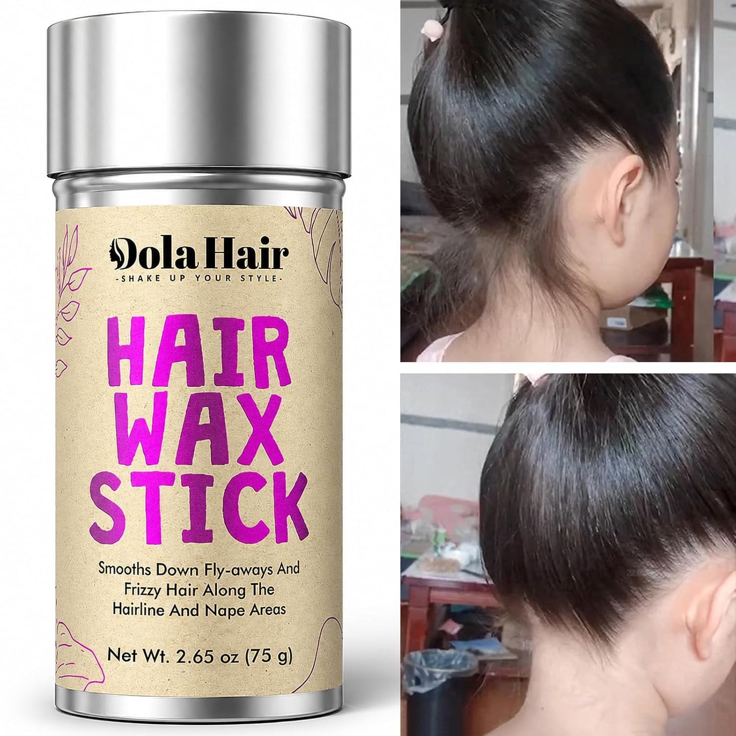 Hair Wax Stick - Flyaway Control Styling Pomade for Kids, Women | Slick Back Hair Bun Maker and Hair Accessorie for Teen Girls (1 Pack of Wax)
