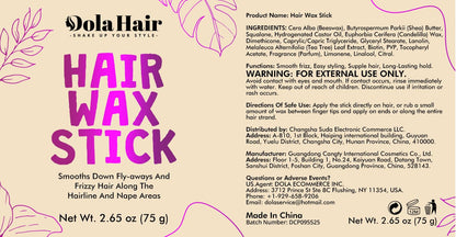 Hair Wax Stick - Flyaway Control Styling Pomade for Kids, Women | Slick Back Hair Bun Maker and Hair Accessorie for Teen Girls (1 Pack of Wax)