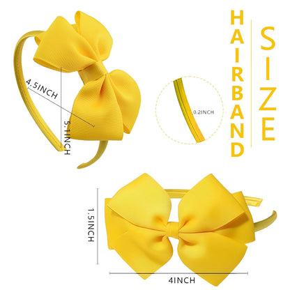 Bow Headband for Women Girls Yellow Bows Hairband Summer Bowknot Hair Hoop Adult Hair Accessories for Summer Theme,Birthday,Baby Shower Party Decorations(03)