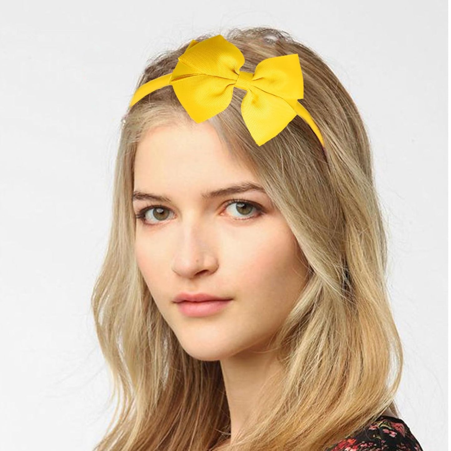 Bow Headband for Women Girls Yellow Bows Hairband Summer Bowknot Hair Hoop Adult Hair Accessories for Summer Theme,Birthday,Baby Shower Party Decorations(03)