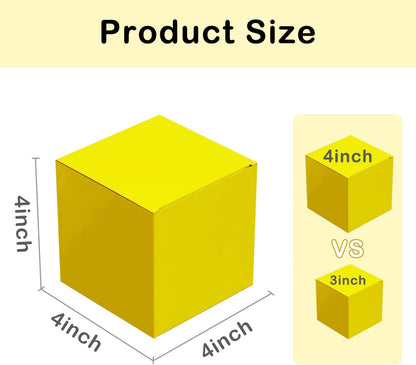 25 Pack 4x4x4 Yellow Gift Boxes Small Bulk Boxes with Lids for Party Favor,weddings, classroom activities, baby showers and more