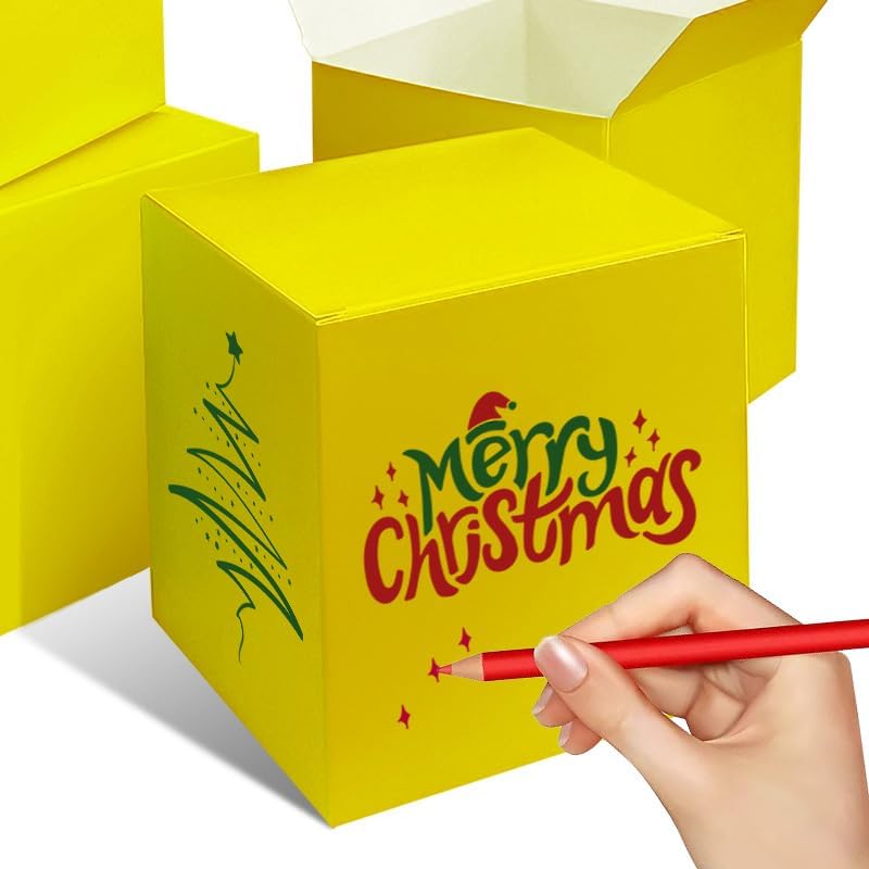 25 Pack 4x4x4 Yellow Gift Boxes Small Bulk Boxes with Lids for Party Favor,weddings, classroom activities, baby showers and more