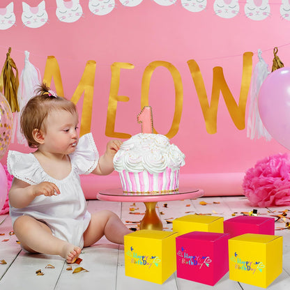 25 Pack 4x4x4 Yellow Gift Boxes Small Bulk Boxes with Lids for Party Favor,weddings, classroom activities, baby showers and more
