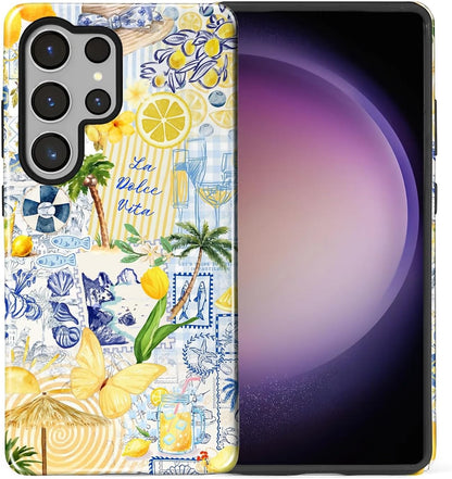 Case Designed for Samsung Galaxy S25 Ultra, Hybrid 2-Layer Case, Military-Grade Protection Durable Shockproof Anti-Scratch Phone Case, Italian Lemon Summer Collage